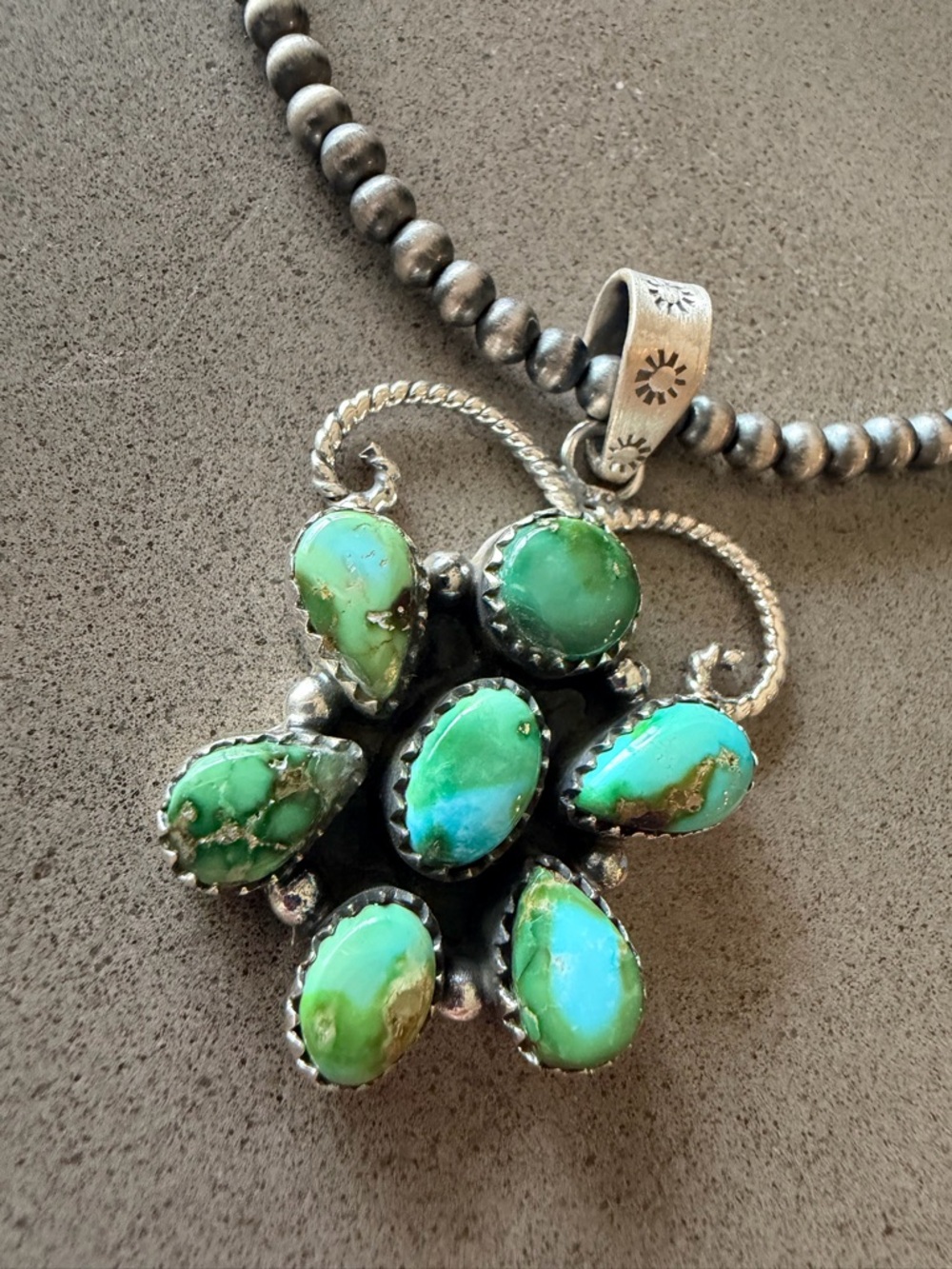 Collector Turquoise Sonoran Gold Sterling Necklace | 4mm Desert Pearls 16-18”